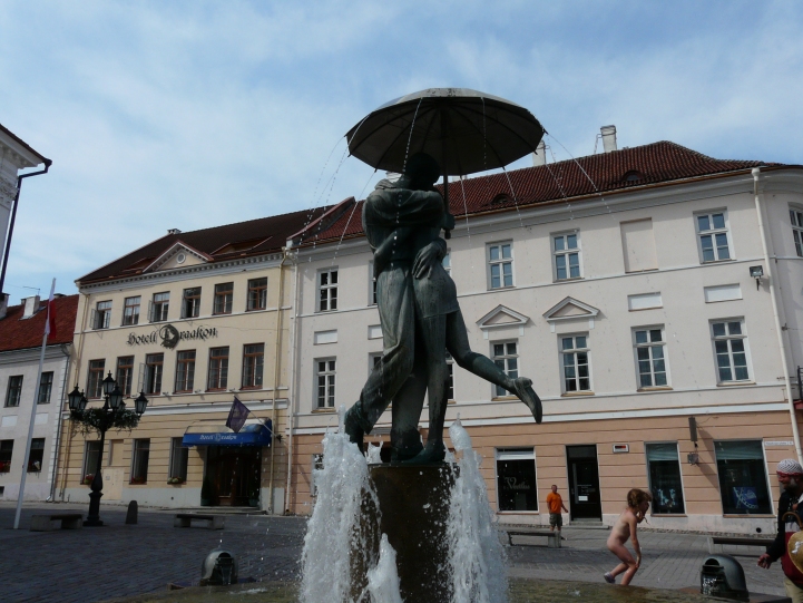 "Kissing couple under an umbrella" Tartu, Estonia
